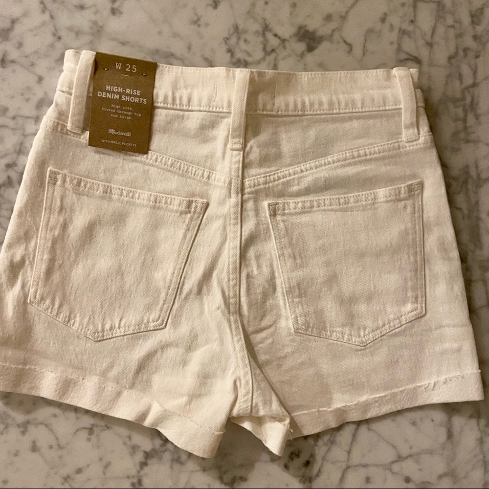 Madewell high-rise denim shorts in tile white